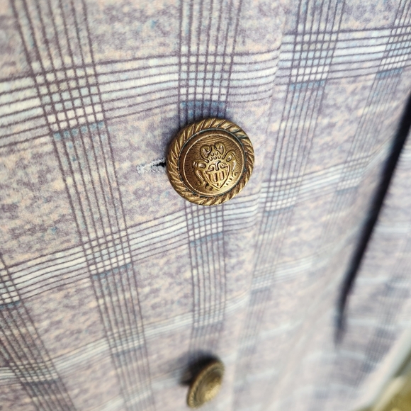 Blazer - 3 button flared bottom collared plaid fitted lightweight lined jacket - Picture 4 of 14